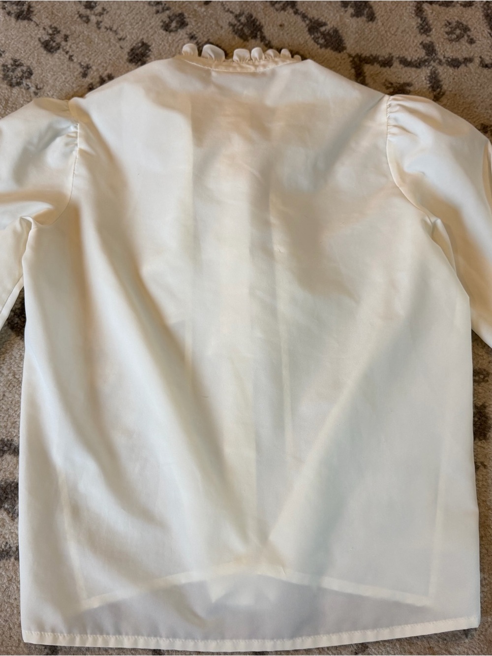Women's Cream Ruffle-Front Button Blouse - Picture 9 of 10